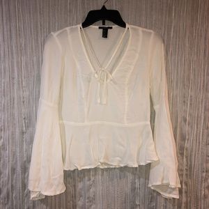 White bell sleeve top by F21